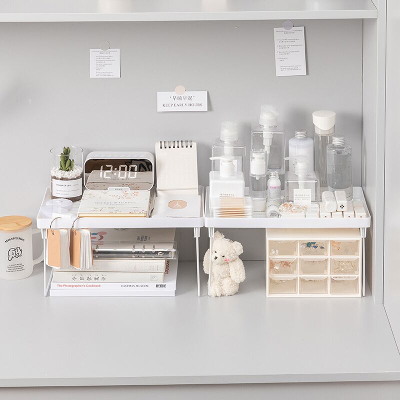 MINKYS Foldable Metal Desktop Organizer Desk Storage Rack With 1PC DIY Free Decorative School Stationery Supplies