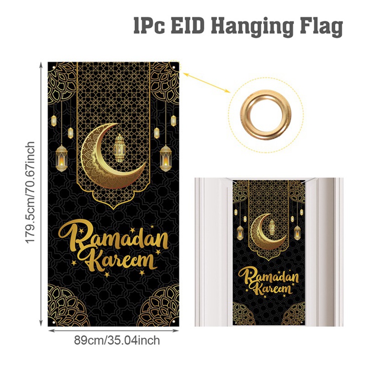 Eid Mubarak Decoration Hanging Flag Ramadan For Home Door Islamic Muslim Party Decor Ramadan Kareem Banner Eid Al-Fitr