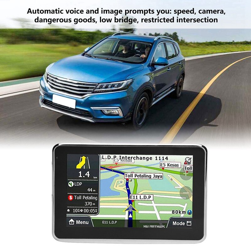 5 tums bilnavigator gps kontaktskärmsnavigering röstnavigator 256mb 8gb mp3/mp4 fm