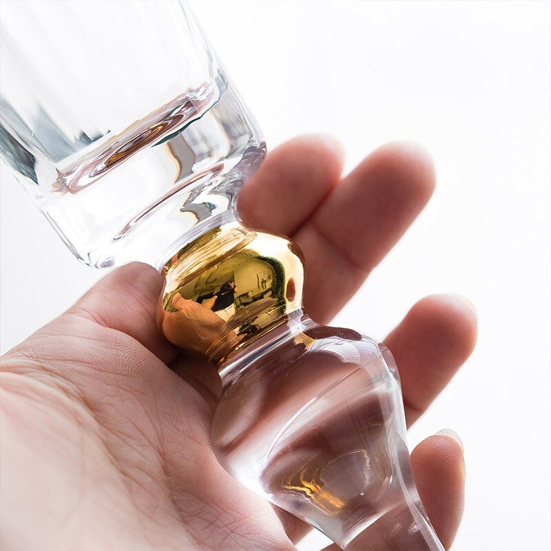 European Style Ripple Gold Red Wine Glass Goblet Champagne Cup Palace Restaurant Family Crystal Wine Drinkware