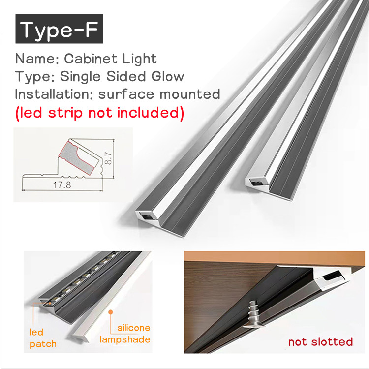 Black Led Built-in Profile Aluminum Linear Lighting for Panel Cabinets Showcase Shelves Led Channel Recessed/Surface Mounted