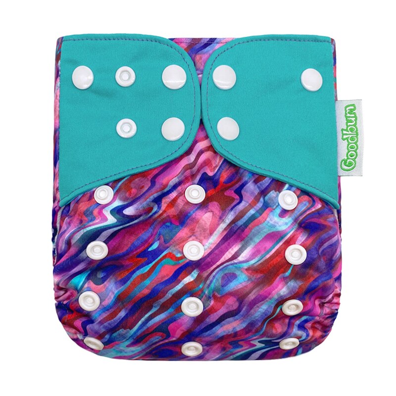Babytygsblöjor återanvändbara tvättbara blöjor med tryck en storlek passar alla vattentäta babyblöjor blöjficka: 07