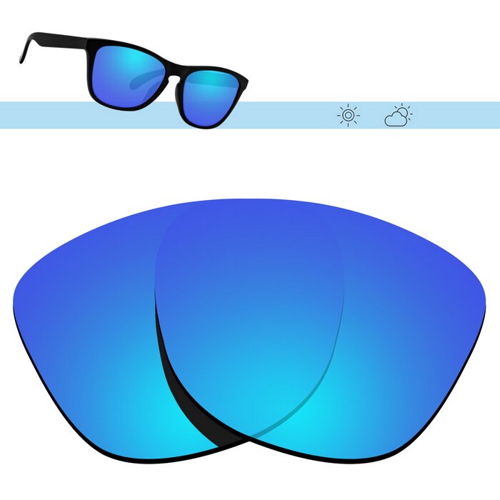 Glintbay polariserade ersättningssolglasögonglas för oakley frogskins-flera alternativ: Isblå spegel