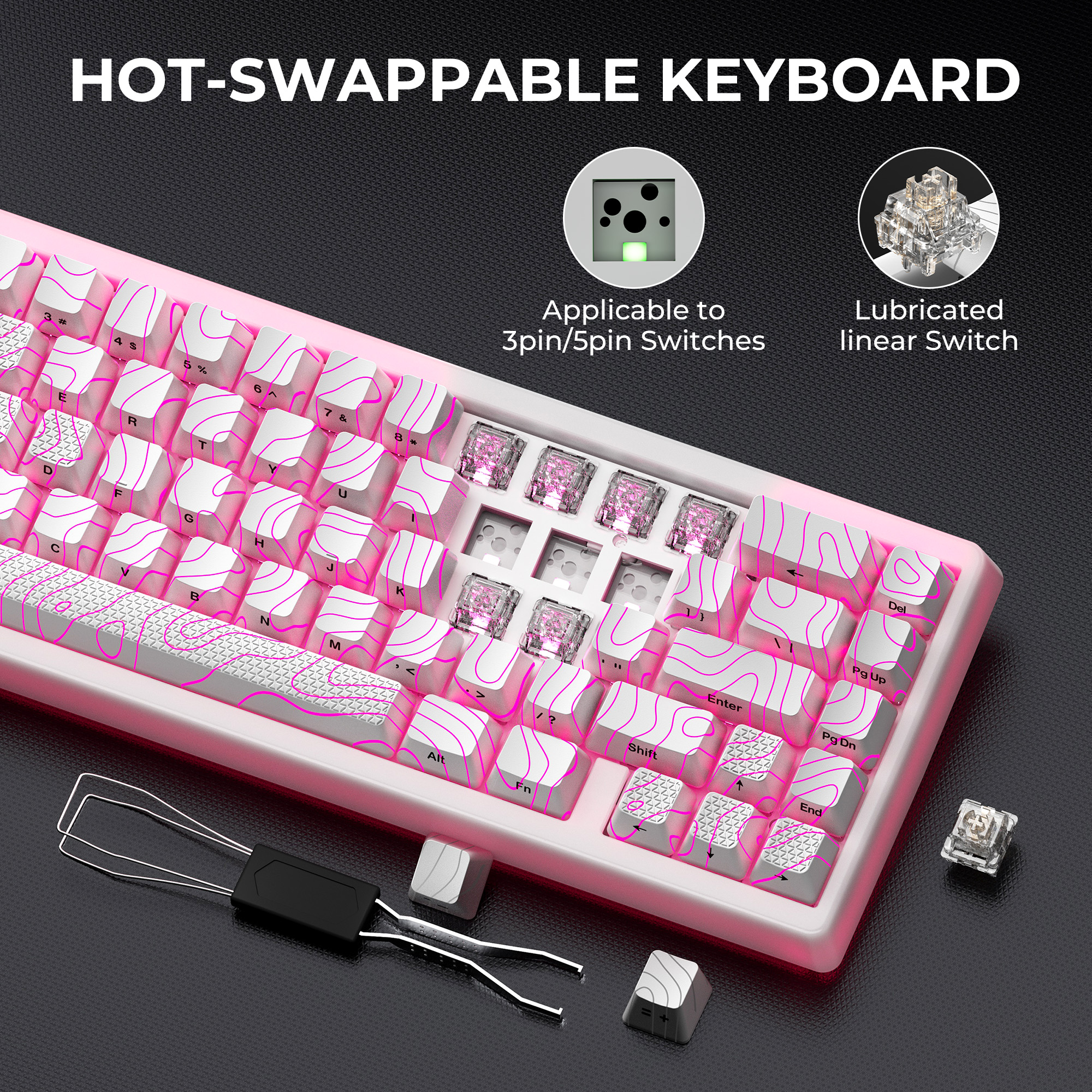 Teclado mecánico XVX M67 JadeStone con teclas IMD-Tech, de junta intercambiable en , teclado con retroiluminación RGB personalizado de tres modos