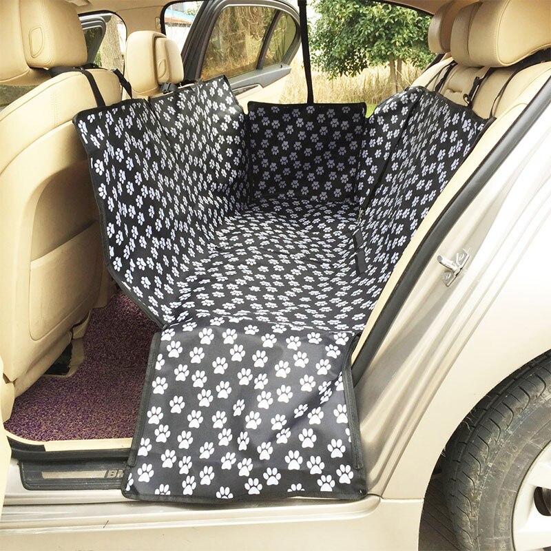 Perro de asiento de coche impermeable trasera Pet Protector para asiento de coche para perros de hamaca Protector con cinturón de seguridad Transportin Perro: Black