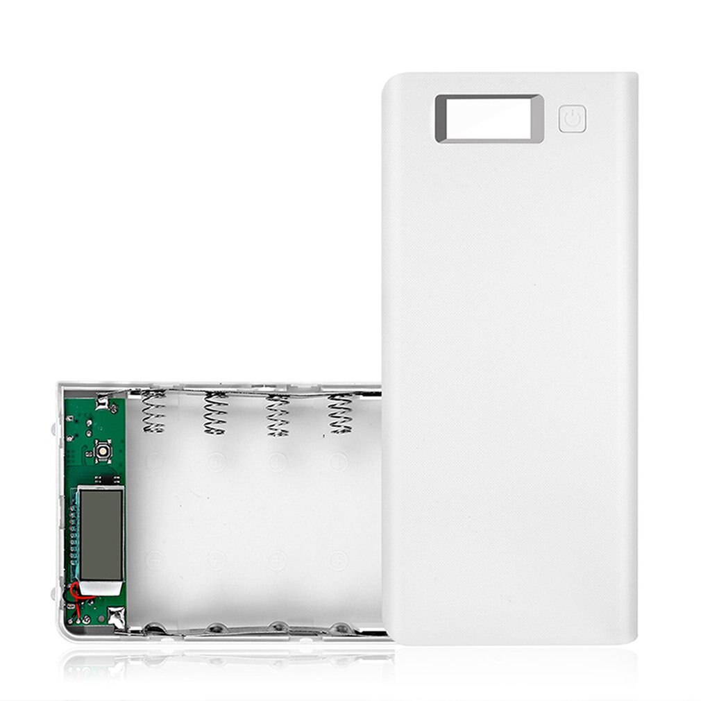 8x18650 battery Portable Power Bank Case Kit Digital Display Welding-Free 8x18650 Mobile Power Box Kit Portable Battery Shell: White