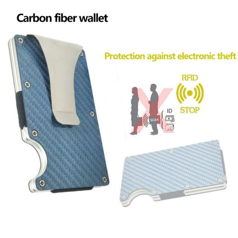 De Crédit En Fiber de carbone Support De Carte RFID Sans Autobalayage métal portefeuille Bourse Homme Titulaire de la Carte D'affaires Sac De Rangement Portefeuille Minimaliste #1