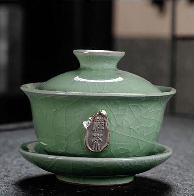 Dehua biała porcelana Gaiwan duży ceramiczny niebieski i biały Sancai przykrywka do filiżanki pojedyncza filiżanka Jingdezhen zestaw do parzenia herbaty: 14