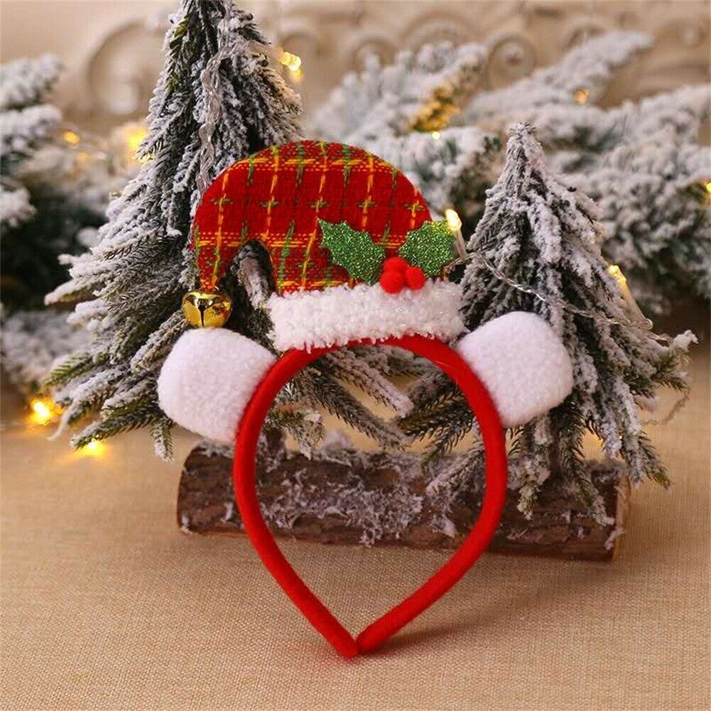 Adult Kids Christmas Xmas Novelty Headband Hat Costume Hair Clip Reindeer Santa Claus Headbands