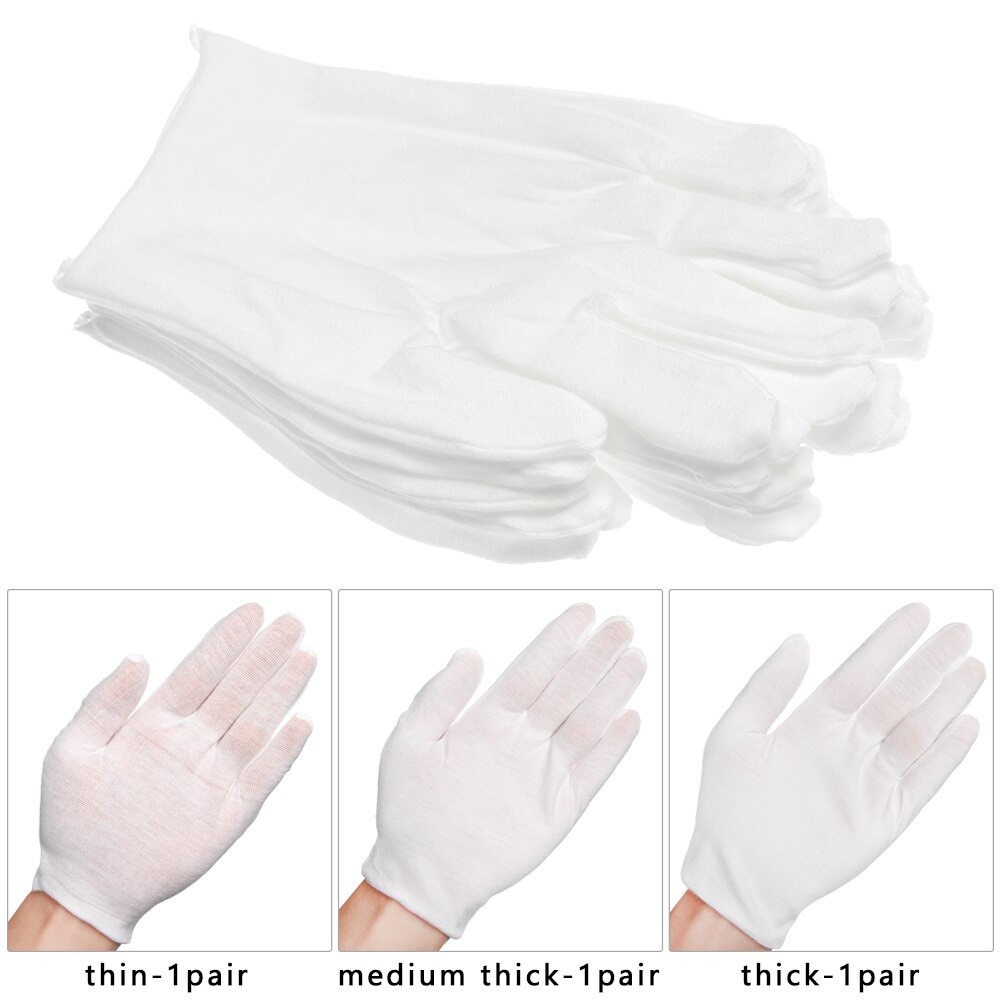 1 Paar Witte Katoenen Handschoenen Arbeid Handschoenen Voor Sieraden Waardering Dunne Medium Cleaning Tuinieren Etiquette Levert
