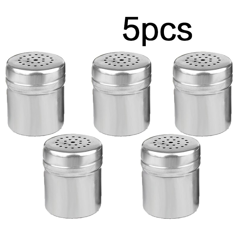 Rustfritt stål kryddergryte kjøkken msg pott husholdning pepper shaker utendørs grill pepper pott metall krydder flaske: 5 stk