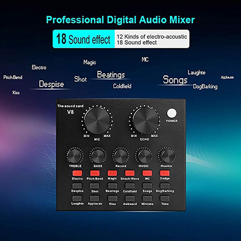 USB Sound Card With Return Function Multi-purpose Live Broadcast Sound Card Sound Card Mixer For PC Phone Computer