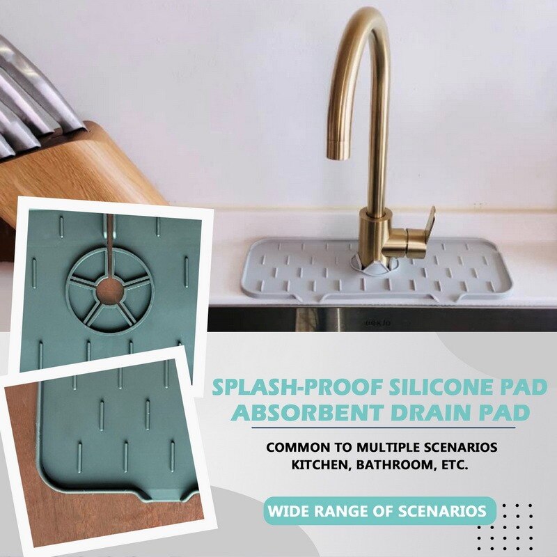 Silicone Faucet Mat For Kitchen Sink Splash Guard Bathroom Faucet Water Catcher Mat Sink Draining Pad Behind Faucet