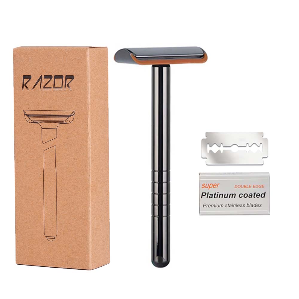 Whityle 03T Innovate Safety Razor Double Edge Blade Aluminum Alloy Shaving Razor With Lubrication Strip For Men Women: black