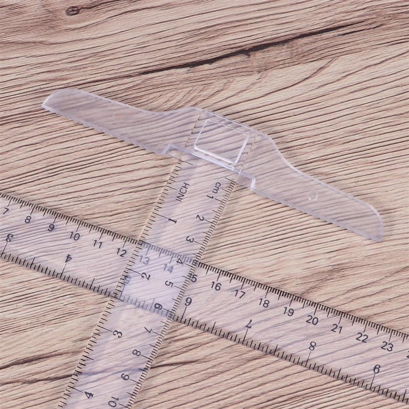 2pcs 30cm T-Square Double Side Scale Plastic Measuring Tool T Shape Ruler for Drafting and General Layout Work (inch, cm)