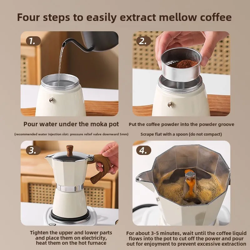 Moka-pot met enkele klep voor thuisgebruik, espresso-koffiezetapparaat, handgebrouwen koffiezetapparaat, espresso-extractiepot, Moka-koffiezetapparaat