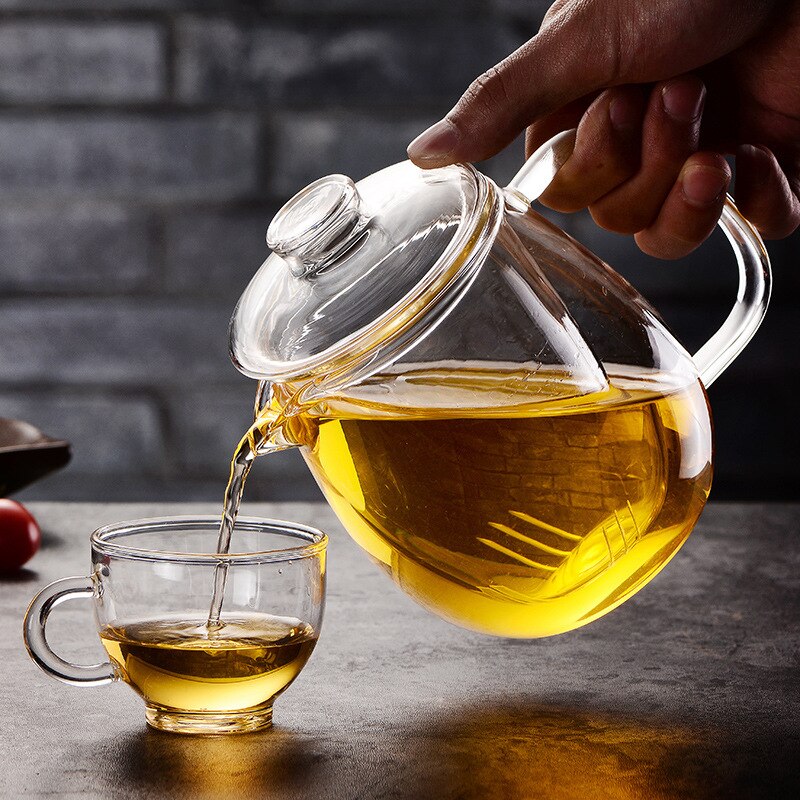 Heat Resistant Glass Tea Pot And Cup Set Glass Teapot With Filter Puer Tea Chinese Kung Fu Tea Set Flower Teapot Kettle mug