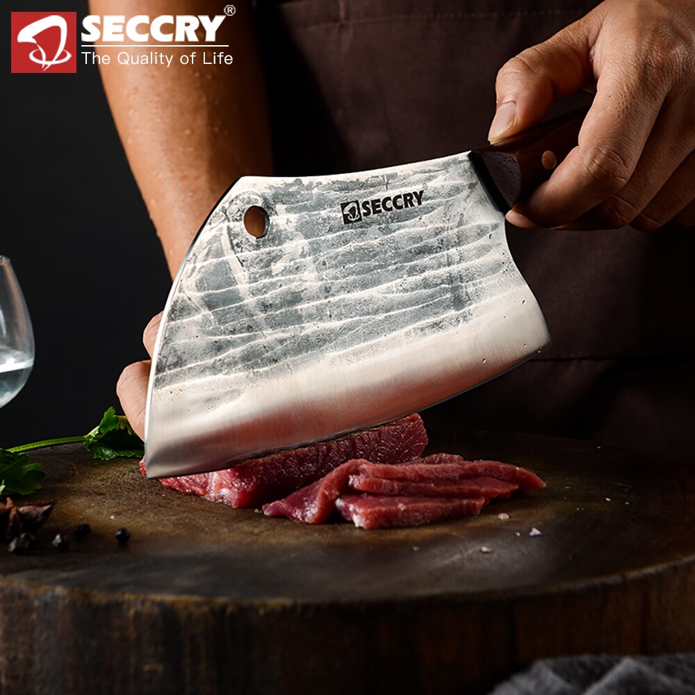 SECCRY Wykonany ręcznie kute 8Cr14Mov stali nóż kuchenny tasak nóż nóż rzeźnicki szef kuchni nóż robić krojenia noże robić cięcia kości DC07