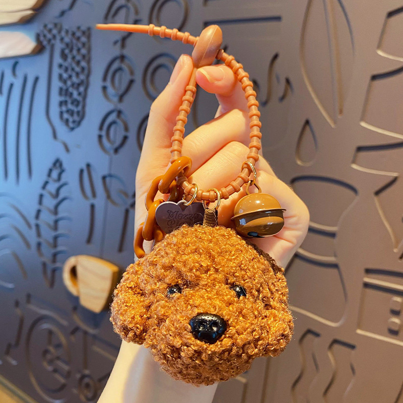 Nuevos llaveros colgantes de perro de peluche caniche de peluche para mujeres, hombres y niñas, llavero de coche, llavero, bolso, accesorios DIY, para pareja: Blanco