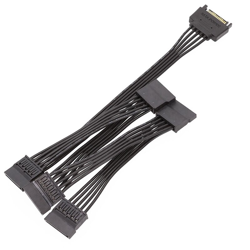 (2PCS) 15 Pin SATA Power Extension Hard Drive Cable 1 Male To 5 Female Splitter Adapter Hard Disk Expansion Cable (3TF)