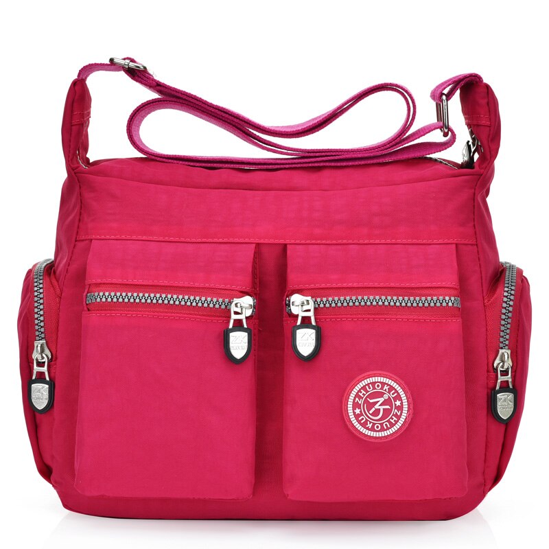 Vrouwen Top-Handvat Vrouwen Schoudertas Handtas Nylon Waterdichte Vrouwelijke Casual Messenger Crossbody Tas Tote: rose red