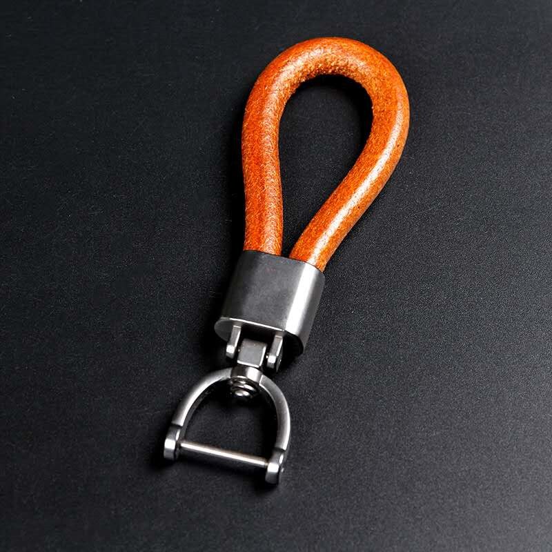 Lær lanyard nøkkelring bil fjernkontroll anheng personlig kjede hestesko ring mannlige og kvinnelige par nøkkelring: Brun