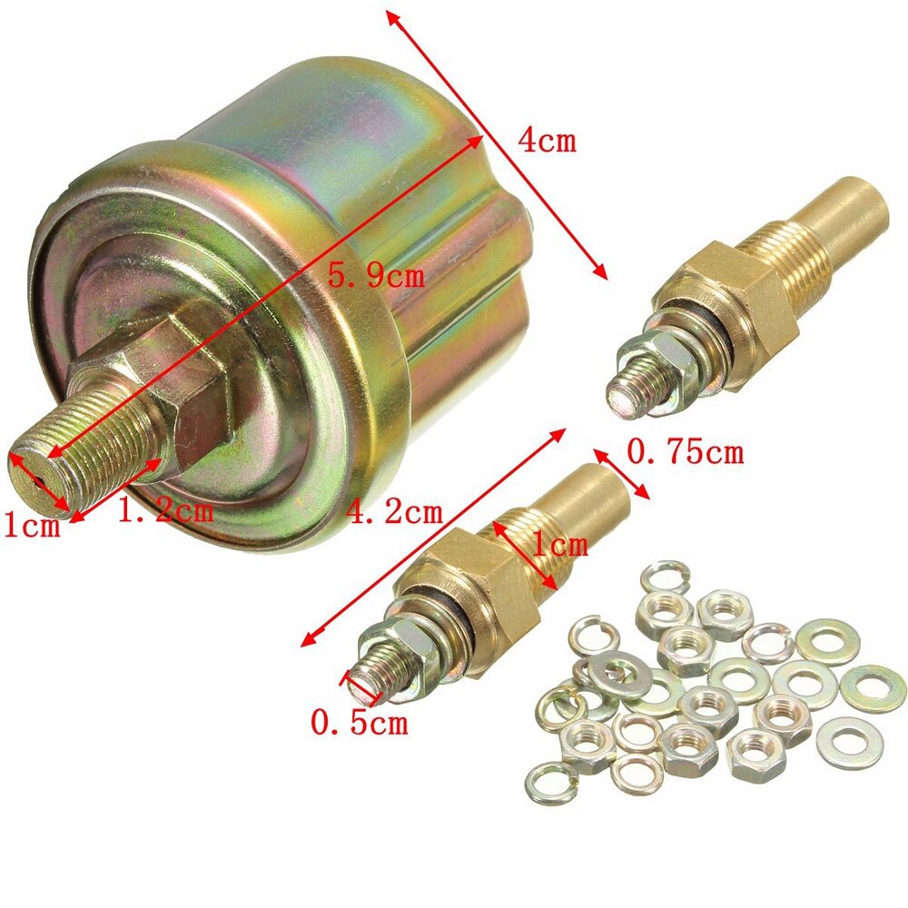 Car Oil Temp Water Temp Gauge 52MM 12V Triple Kit Auto Temperature Oil Pressure Gauge Meter with Sensor for Car Boat Motorcycle