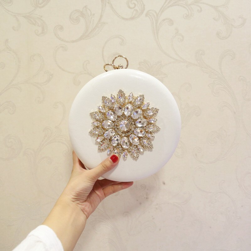 Borsa da polso da sposa da sera con diamanti rotondi in rilievo da donna pochette borsa sacco principale Femme