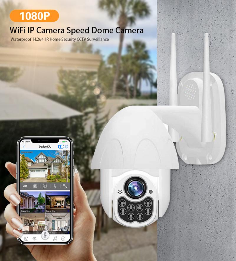 Câmera de segurança externa ptz hd, ip, sem fio, hd 2mp 1080p cctv, IR-CUT wi-fi, ip, visão noturna