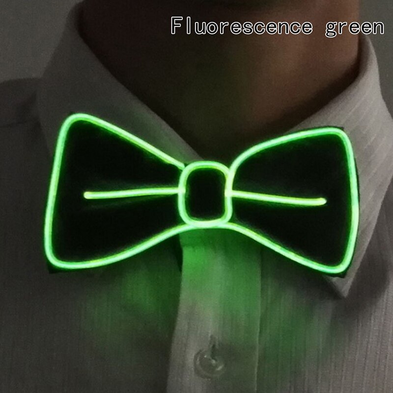 Men LED Wire Flashing Light Up Bow Tie Luminous Bow Tie Necktie For Men Club Wedding Dance Party Christmas Year: Green