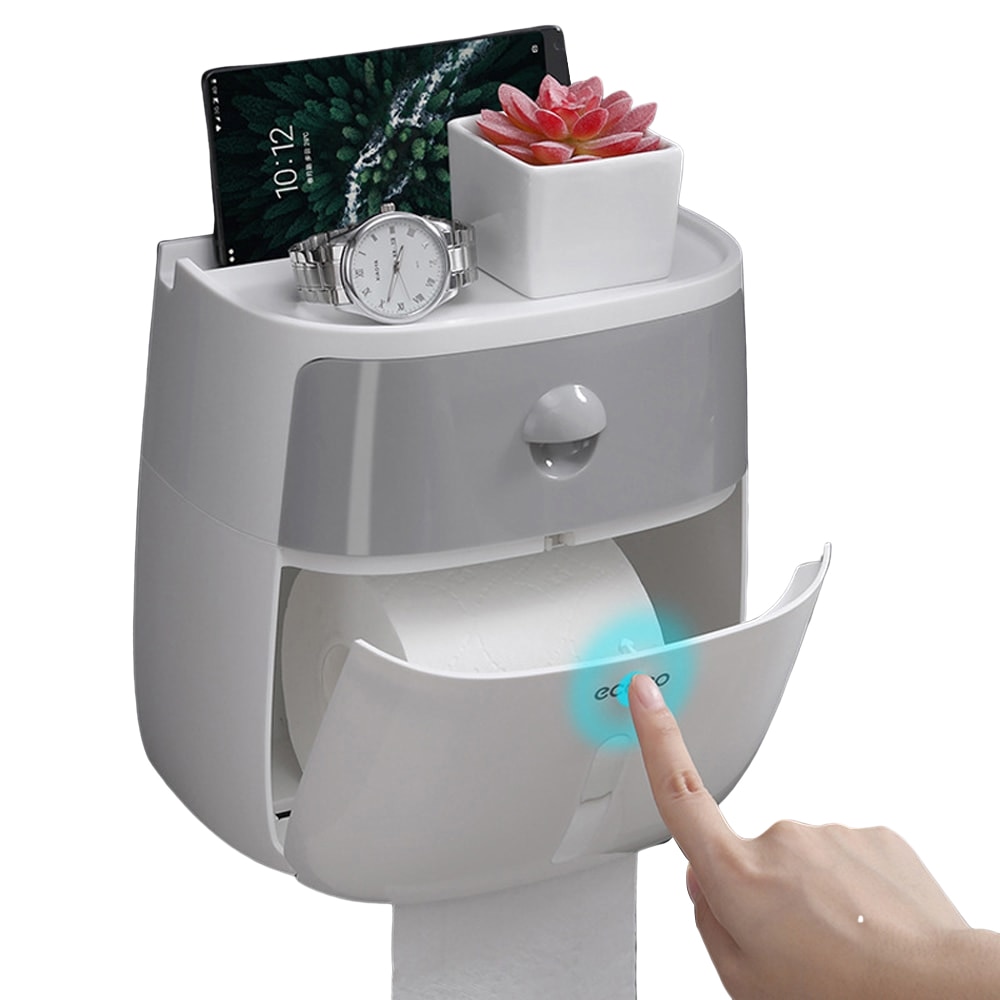 Waterproof Wall Mount Toilet Paper Holder Shelf Toilet Paper Tray Roll Paper Tube Storage Box Tray Tissue Box Home