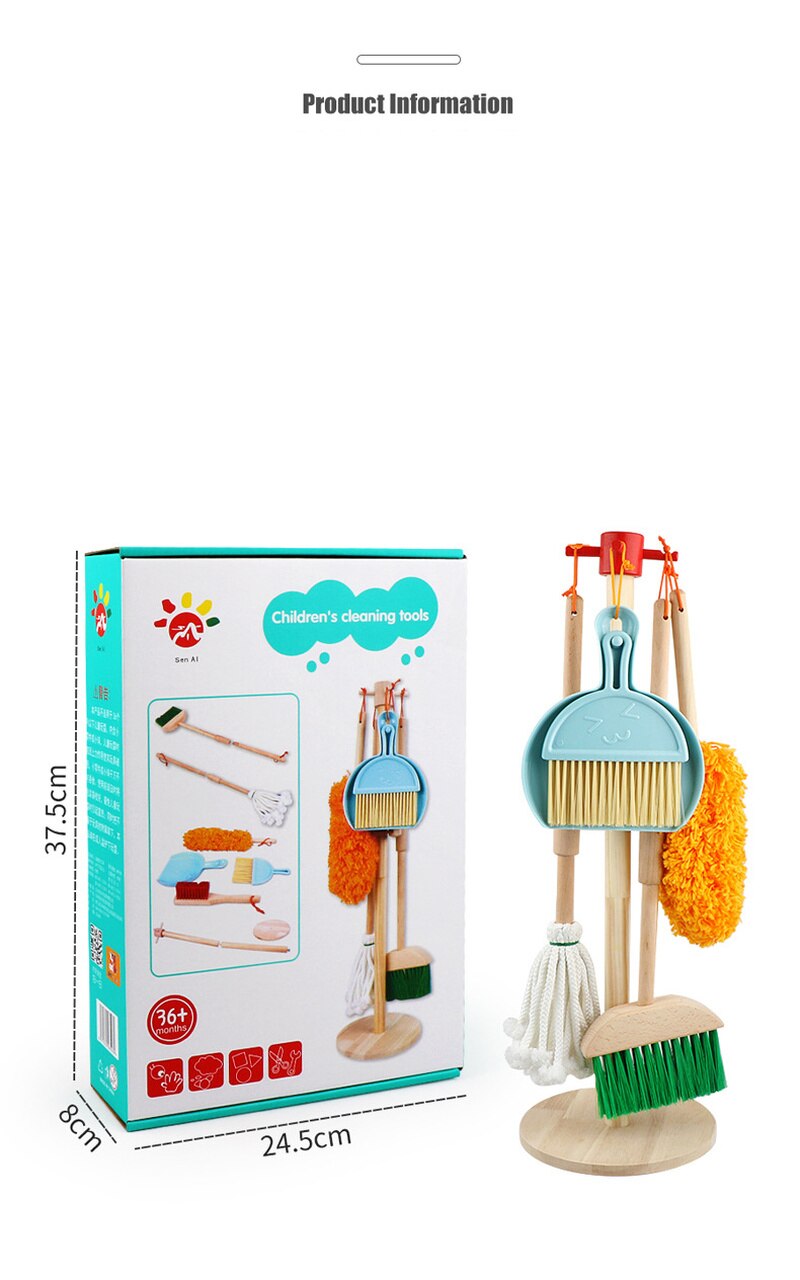 Wooden Mini simulation Kitchen Home Cleaning Tool Pretend Furniture educational play house toys