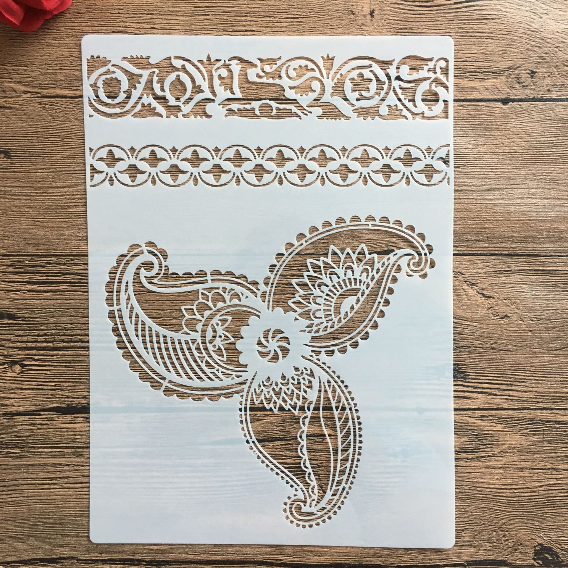 A4 størrelse sjablong for veggmaling scrapbooking frimerkealbum dekorativ preging håndverkspapir gjør-det-selv-blomsteretikett-sjablonger: 879