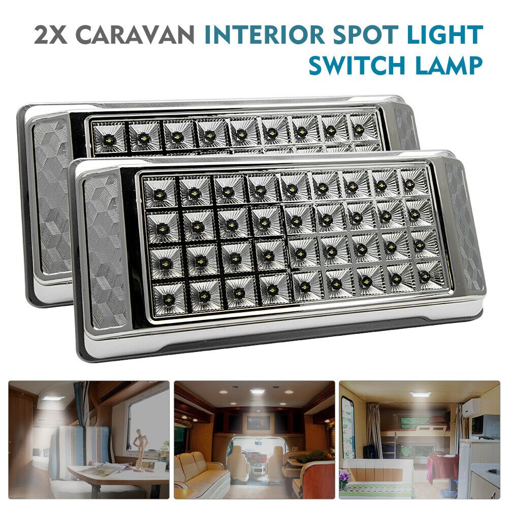 2 Stuks 12V Led Interieur Plafond Cabine Spot Licht Voor Rv Caravan Camper Auto 36 Led Leeslamp Wit Lamp 6000K