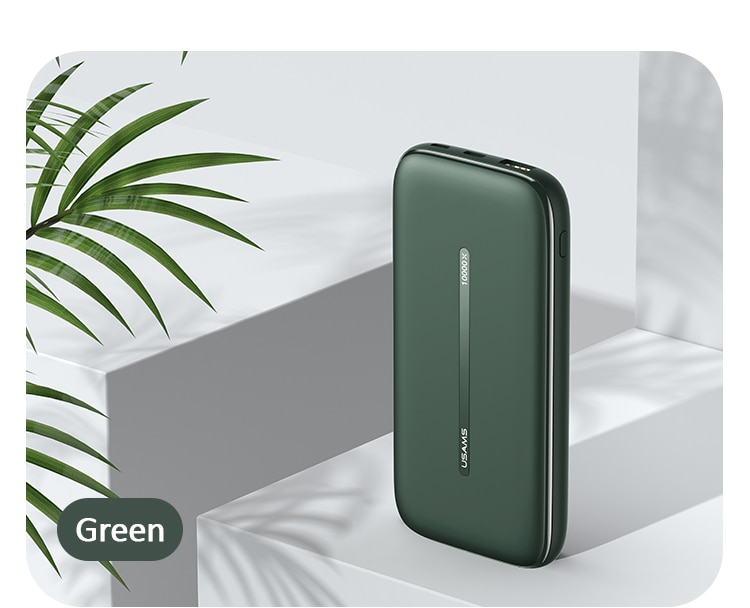 USAMS chargeur sans fil batterie d'alimentation QC 3.0 PD charge rapide chargeur de batterie externe Powerbank pour Xiaomi/iphone/Huawei Mobile: Green