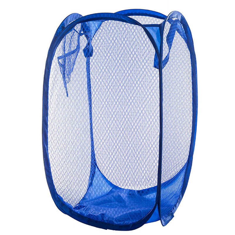 Stor kapacitet foldbart mesh snavset tøjkurv pop-up vaskeri hæmmer vask tøj legetøj opbevaring tønder ventilere kurv: Blå