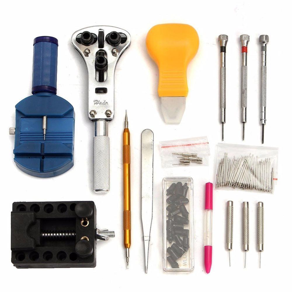 144pcs Repair Table Tools Watch Tools Clock Repair Tool Kit Opener Link Pin Remover Set Spring Bar Watchmaker Tools
