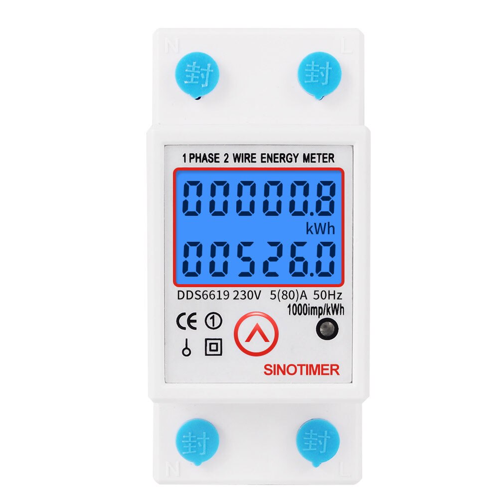 Single Digital Power Energy Meter Voltage Wattmeter Multi-function Digital Meter Power Energy Analyzer Electronic Din Rail 230V: DDS6619-526L-2