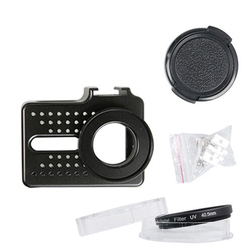 Für xiaomi yi 4K kamera zubehör Aluminium Legierung Metall Gehäbenutzen Rahmen Schutzhülle + UV Filter für xiaomi yi II 4k 4K + kamera: Schwarz