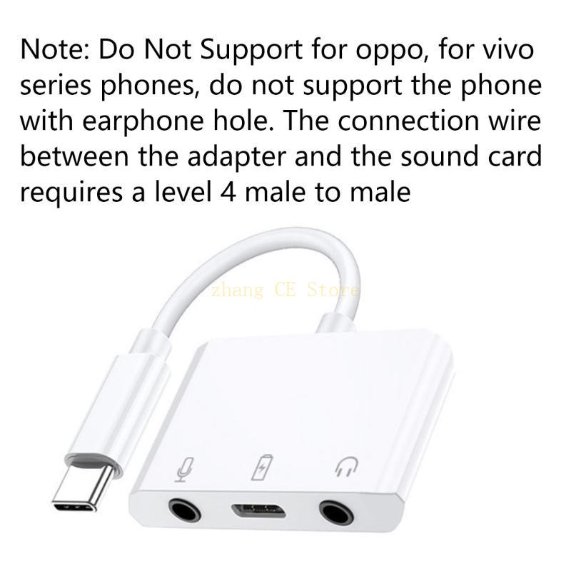 M5TD Externe USB-C-Soundkarte 3in1 Typ-C bis 3,5 mm Audio-Earphone-Schnittstellenadapter