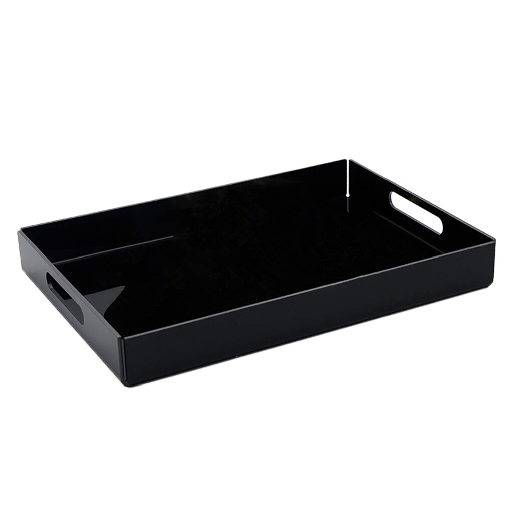 Acrylic Tray Organiser Serving Food Coffee Tea Trays Cosmetic Jewellery Storage: Black