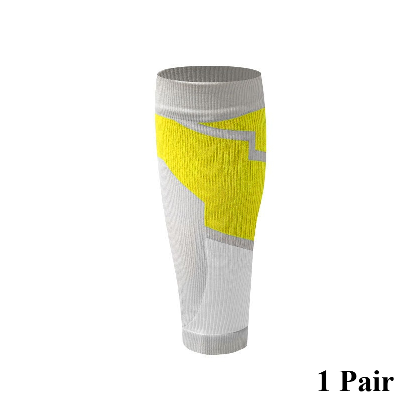 1 par de mangas de compresión de pantorrilla para hombres y mujeres, mangas de compresión para correr, atletismo, calcetines de compresión para piernas, soporte Unisex: YELLOW