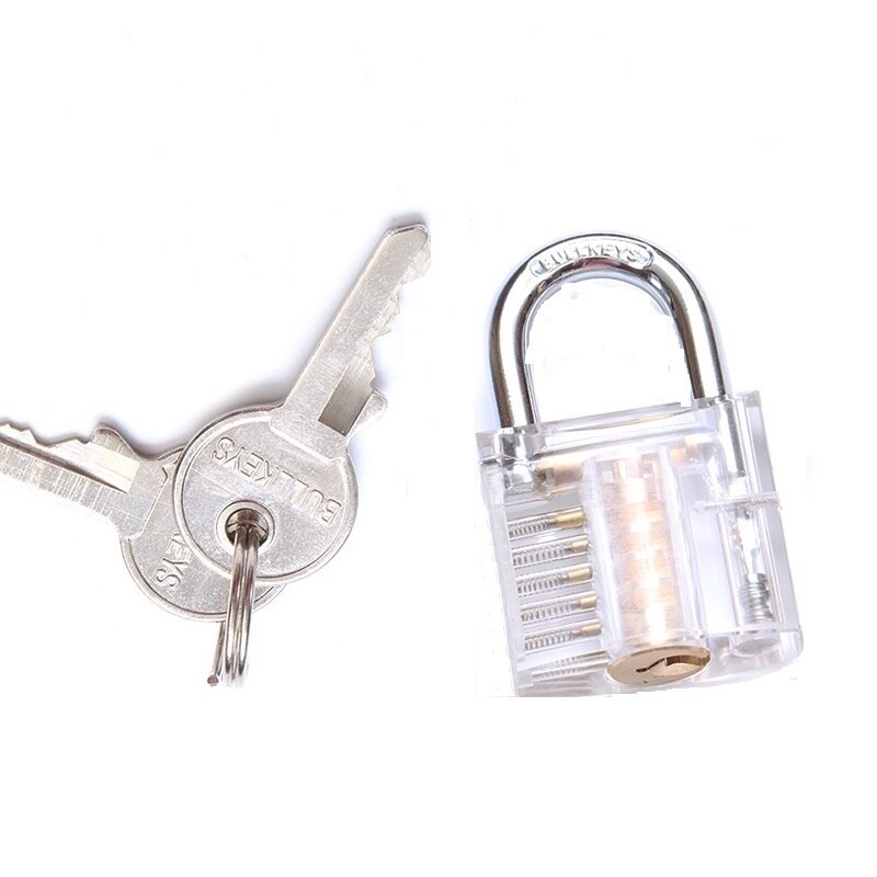 Locksmith Hand Tools Supplies Lock Pick Set Transparent Visible Practice Padlock With Broken Key Removing Hooks Hardware