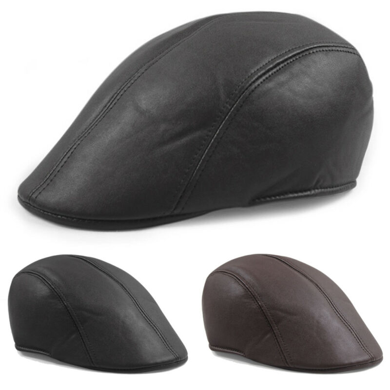 Gorra de hiedra plana de cuero Vintage para hombre, gorro de Newsboy gatsby, gorro de motorista, sombrero de boina