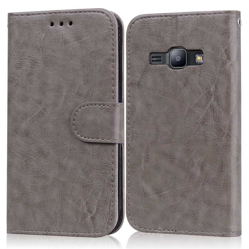 Leather Flip Case Voor Samsung Galaxy J1 Zachte Tpu Telefoon Geval Voor Samsung J1 J120 J120F/Ds flip Case Voor Samsung J1: Gray