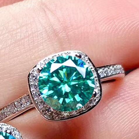MeiBaPJ 1 carato Verde Moissanite piazza Insieme Dei Monili in Argento 925 Anello Orecchini di Pendente di 3 Pezzi Abiti Da Sposa Gioielli per le Donne: Ring