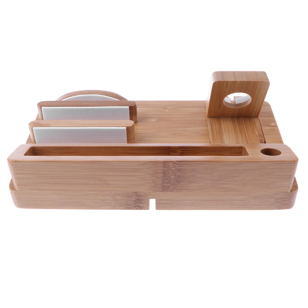 Oplaadstationhouder van bamboehout voor iwatch en dockingstationhouder voor ipod, iphone, ipad en tablets