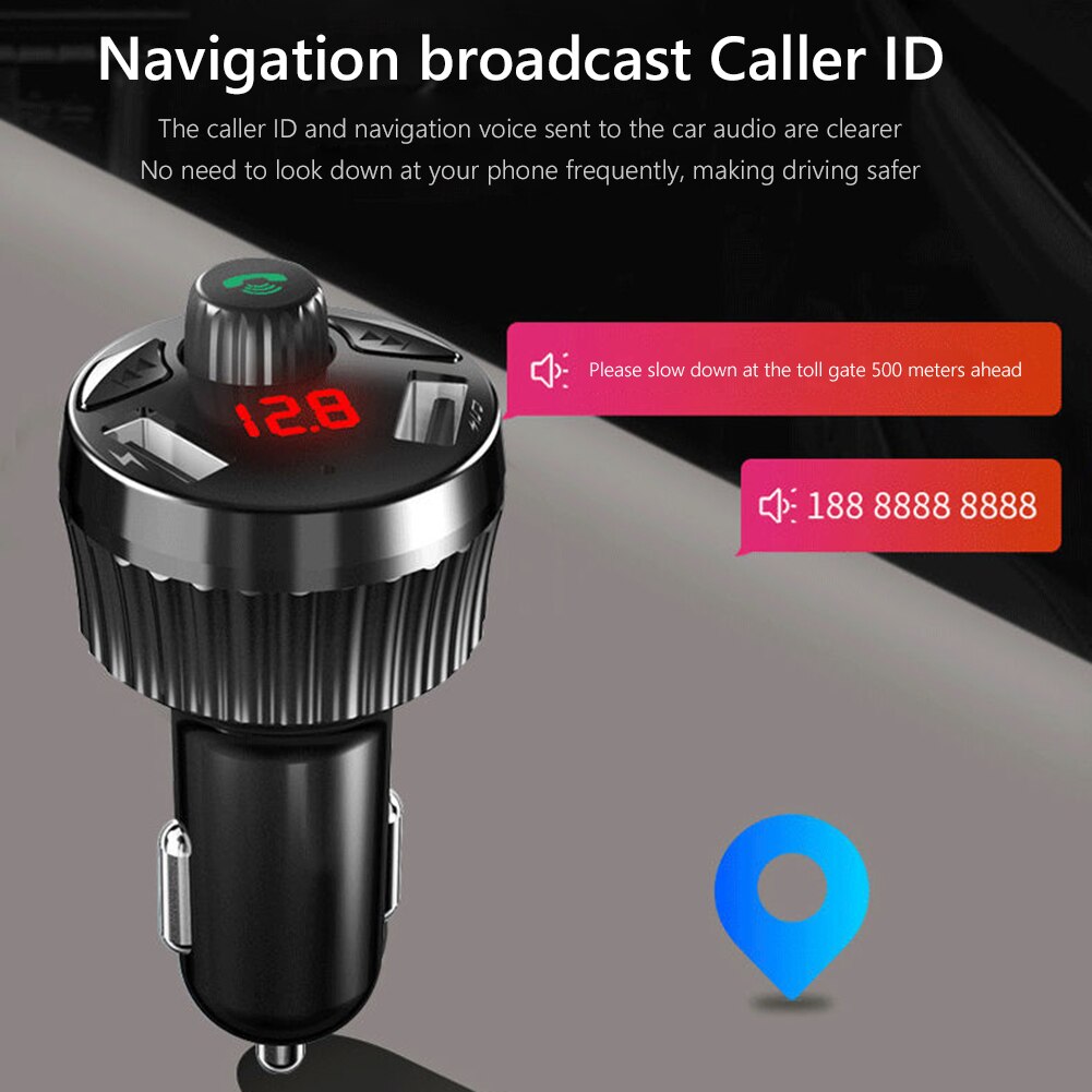 Cargador USB para coche, accesorio manos libres, Bluetooth 5,0, transmisor inalámbrico de FM, reproductor MP3 manos libres