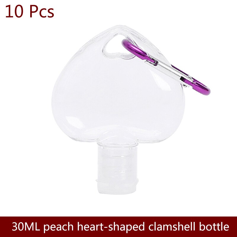 50ml Empty Hand Sanitizer Travel Hook Keychain Carriers Flip Cap Reusable Portable Empty Bottles hook bottle PETG: 10pc60ml  Long strip