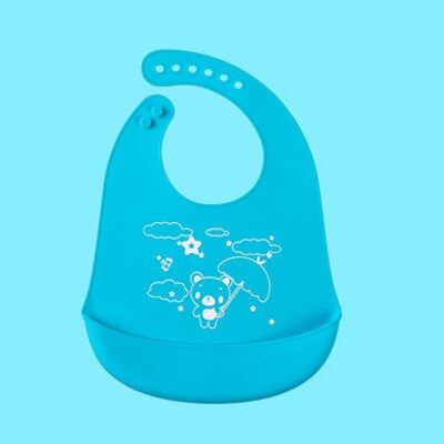 Kids 100% Zuiver Silicium Bib Baby Bib Kinderen Verstelbare Eetbare Silicagel Waterdichte Bib Babyvoeding Gereedschap Jongen Meisje slabbetjes: Blue